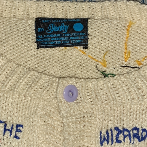 70s Wizard Of Oz Button Up Sweater Jacket Vintage Girls Handmade - Picture 5 of 9